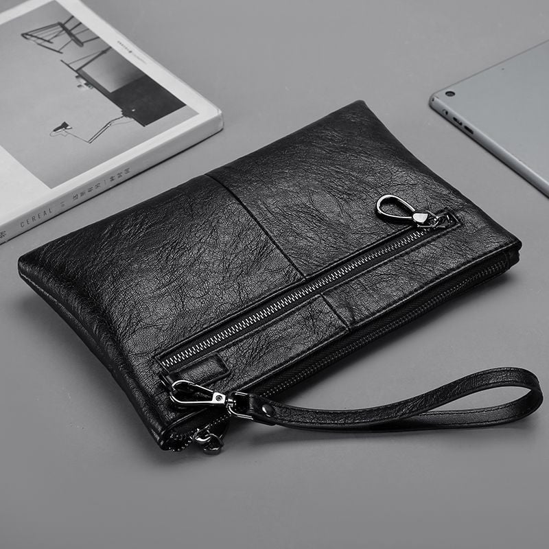 Pánska clutch taška, obchodný elitný štýl, PU materiál, priedušná, ultralehká, odolná voči opotrebeniu, podšívka mikrovlákna syntetická koža