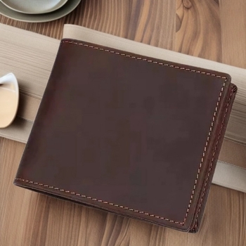 Pánska krátka peňaženka z Crazy Horse kože - pravá koža prvej vrstvy hovädzej kože, Wei Liang značka, organizér na karty a hotovosť, podšívka z polyesteru a bavlny