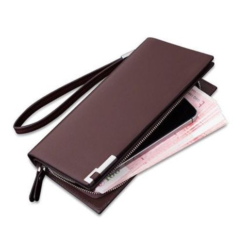 Ανδρικό μακρύ πορτοφόλι από PU δέρμα με πολλαπλές θήκες για κάρτες, φερμουάρ και θήκη για κινητό (PU δέρμα; φερμουάρ; πολλαπλά θήκες καρτών; θήκη για κινητό)