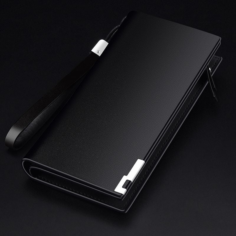 Ανδρικό μακρύ πορτοφόλι από PU δέρμα με πολλαπλές θήκες για κάρτες, φερμουάρ και θήκη για κινητό (PU δέρμα; φερμουάρ; πολλαπλά θήκες καρτών; θήκη για κινητό)