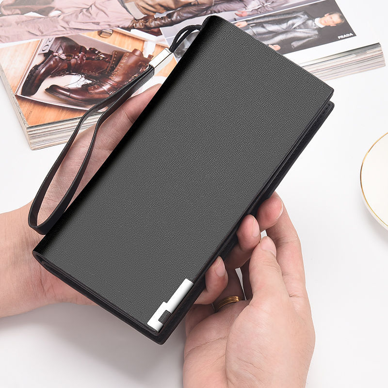 Ανδρικό μακρύ πορτοφόλι από PU δέρμα με πολλαπλές θήκες για κάρτες, φερμουάρ και θήκη για κινητό (PU δέρμα; φερμουάρ; πολλαπλά θήκες καρτών; θήκη για κινητό)