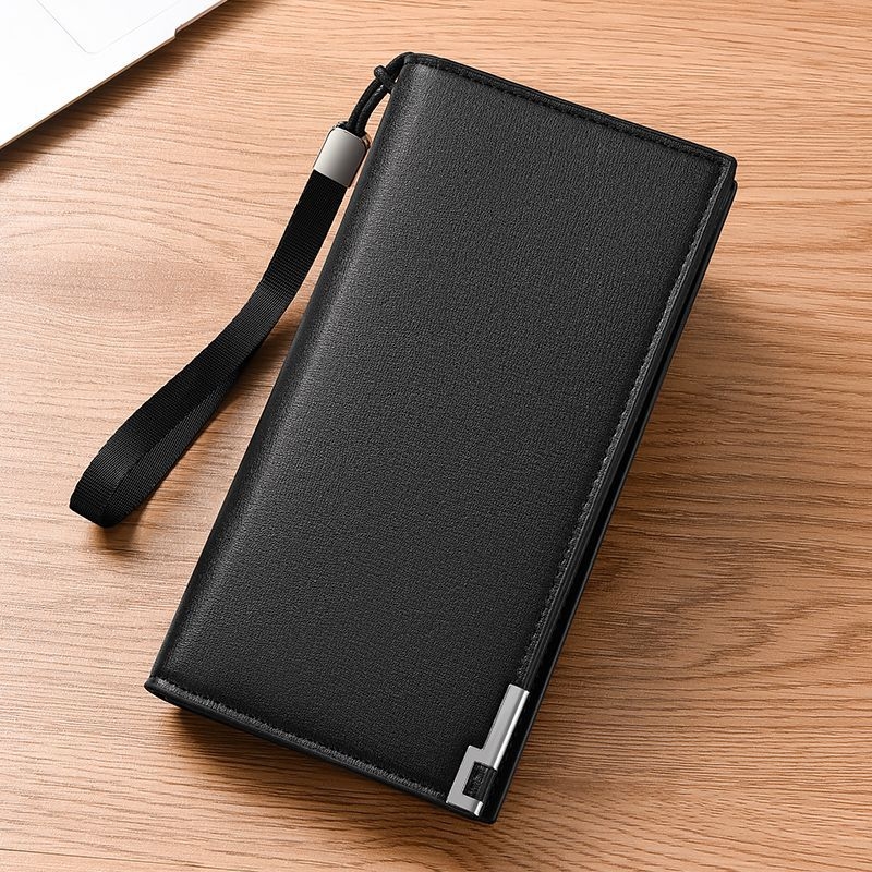 Ανδρικό μακρύ πορτοφόλι από PU δέρμα με πολλαπλές θήκες για κάρτες, φερμουάρ και θήκη για κινητό (PU δέρμα; φερμουάρ; πολλαπλά θήκες καρτών; θήκη για κινητό)