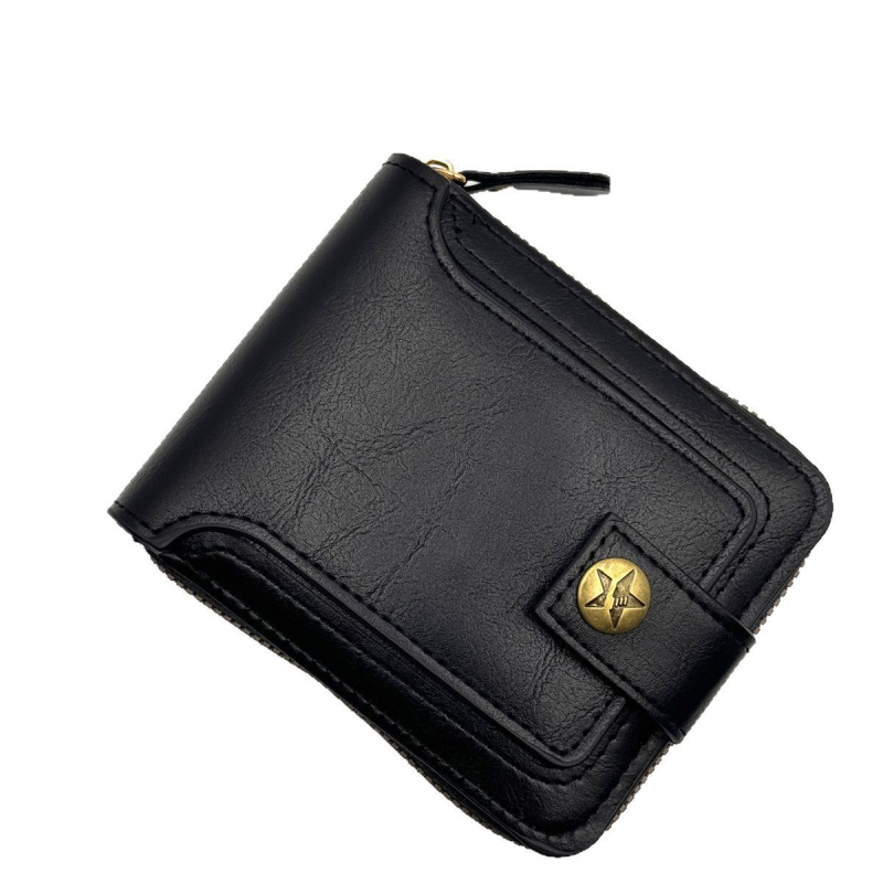 Portofel bărbătește din PU cu fermoar, protecție RFID, impermeabil, design extensibil, căptușeală din poliester