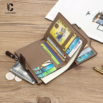 Férfi függőleges PU pénztárca cipzárral és csattal, ultra könnyű, három hajtásos dizájn