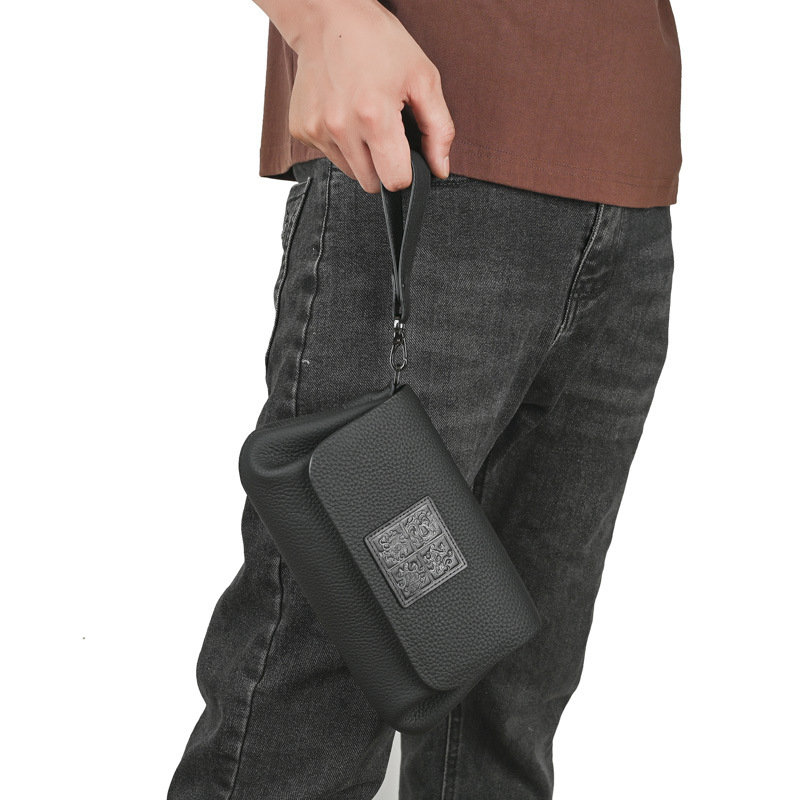 Novčanik s zatvaračem od kože top-grain, clutch i višenamjenska torba za muškarce i žene