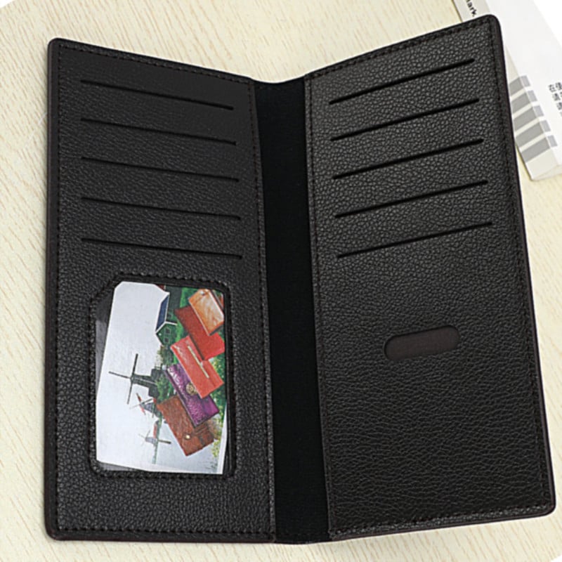 Muški dugi novčanik, sintetička koža, jednobojni dizajn, baršunasta podstava, zaštita od krađe