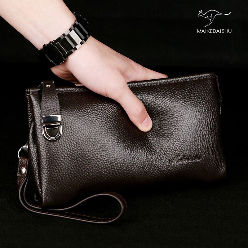 Maiko ds Geantă de mână din piele pentru bărbați cu protecție anti-furt, stil urban, monocrom
