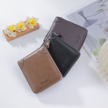 Pánska krátka peňaženka z PU kože s viacerými priehradkami na karty a mincovníkom, mestský jednoduchý štýl