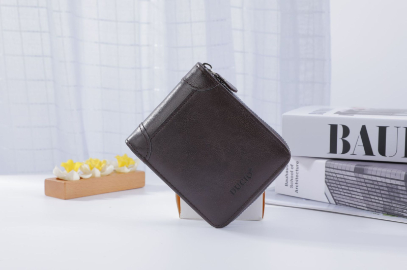 Pánska krátka peňaženka z PU kože s viacerými priehradkami na karty a mincovníkom, mestský jednoduchý štýl