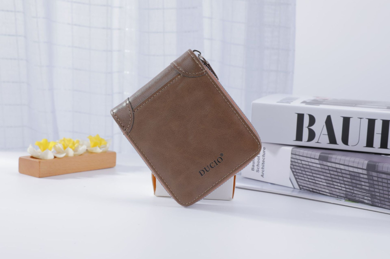 Pánska krátka peňaženka z PU kože s viacerými priehradkami na karty a mincovníkom, mestský jednoduchý štýl