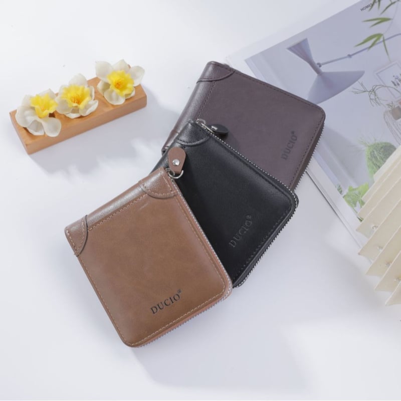 Pánska krátka peňaženka z PU kože s viacerými priehradkami na karty a mincovníkom, mestský jednoduchý štýl