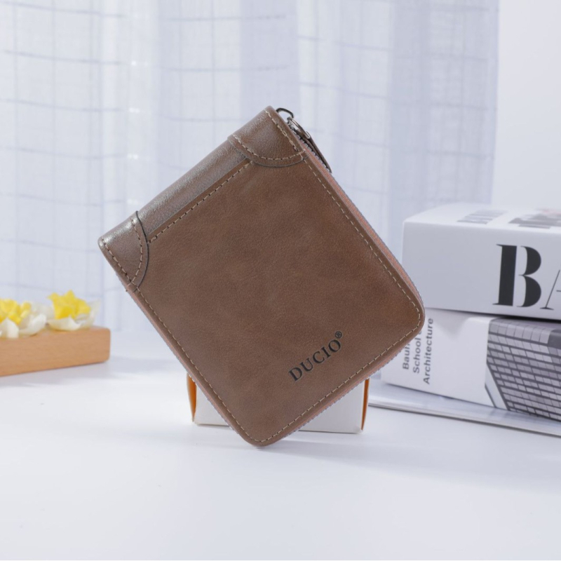 Pánska krátka peňaženka z PU kože s viacerými priehradkami na karty a mincovníkom, mestský jednoduchý štýl