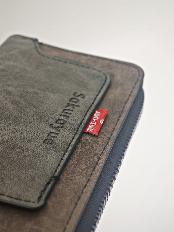 PU kožený karty držiteľ so zipsom – Veľká kapacita, priehradka na vodičský preukaz, mincovník, prenášateľné multifunkčné uloženie