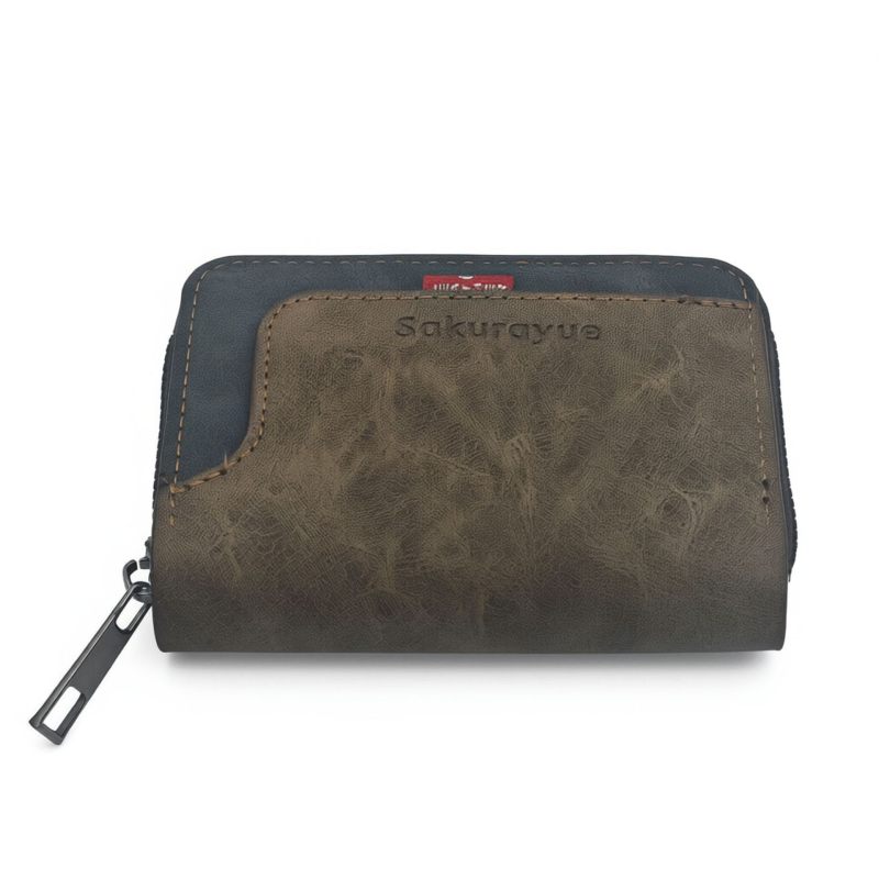 PU kožený karty držiteľ so zipsom – Veľká kapacita, priehradka na vodičský preukaz, mincovník, prenášateľné multifunkčné uloženie