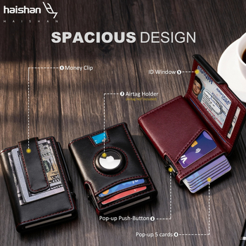 HAISHAN Portofel scurt - Material Super Fiber, Anti-fraudă, Primăvara 2025