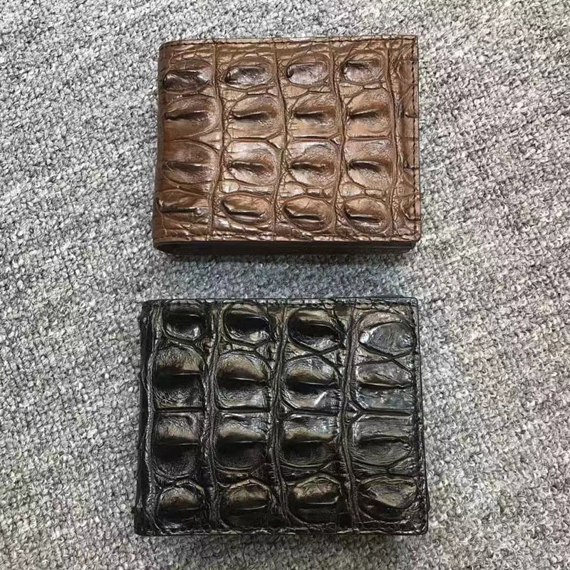 Ανδρικό πορτοφόλι από δέρμα κροκοδειλίου, μονή πτυχή, ανοιχτός σχεδιασμός, κλιπ χαρτονομισμάτων, θήκες καρτών και θήκη φωτογραφιών