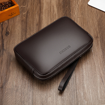 Muška kožna clutch torba, velika kapaciteta, vodoravni kvadratni oblik, zatvarač, unutarnje: džep za novac, džepovi za kartice, džep za dokumente, model G6187