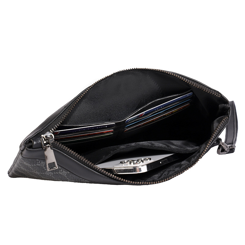 Férfi PU clutch táska, kopásálló, betűs minta, poliészter bélés, Nyár 2025