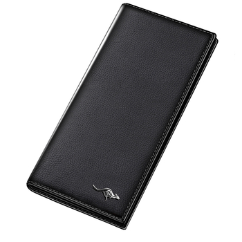 Portofel pentru bărbați, lung, cu fermoar interior, mai multe buzunare pentru carduri, capacitate mare; căptușeală din piele de vită
