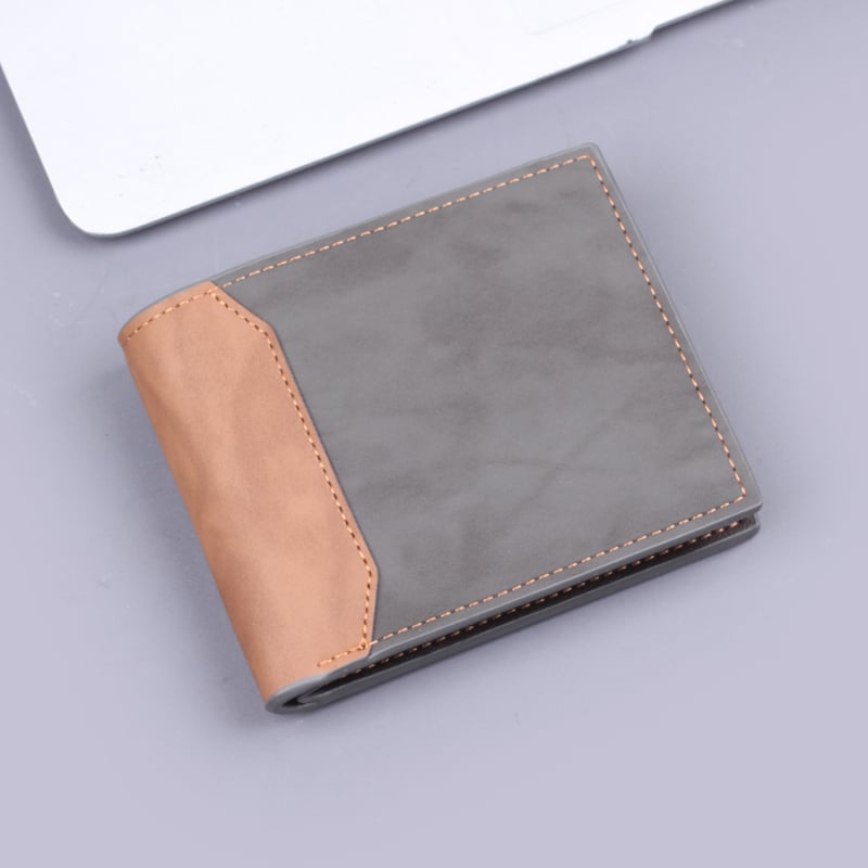 Pánska krátka peňaženka — PU koža, laserovo gravírovaná, ultra ľahká, rozšíriteľná, geometrický vzor