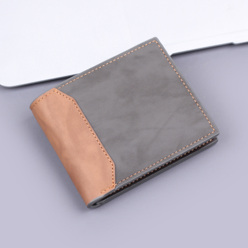 Pánska krátka peňaženka — PU koža, laserovo gravírovaná, ultra ľahká, rozšíriteľná, geometrický vzor