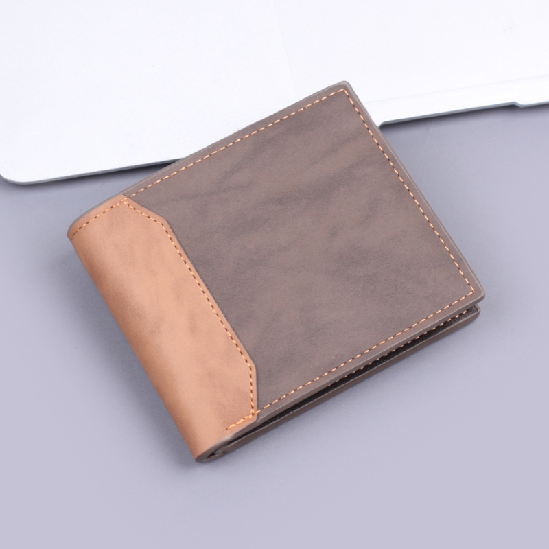 Pánska krátka peňaženka — PU koža, laserovo gravírovaná, ultra ľahká, rozšíriteľná, geometrický vzor