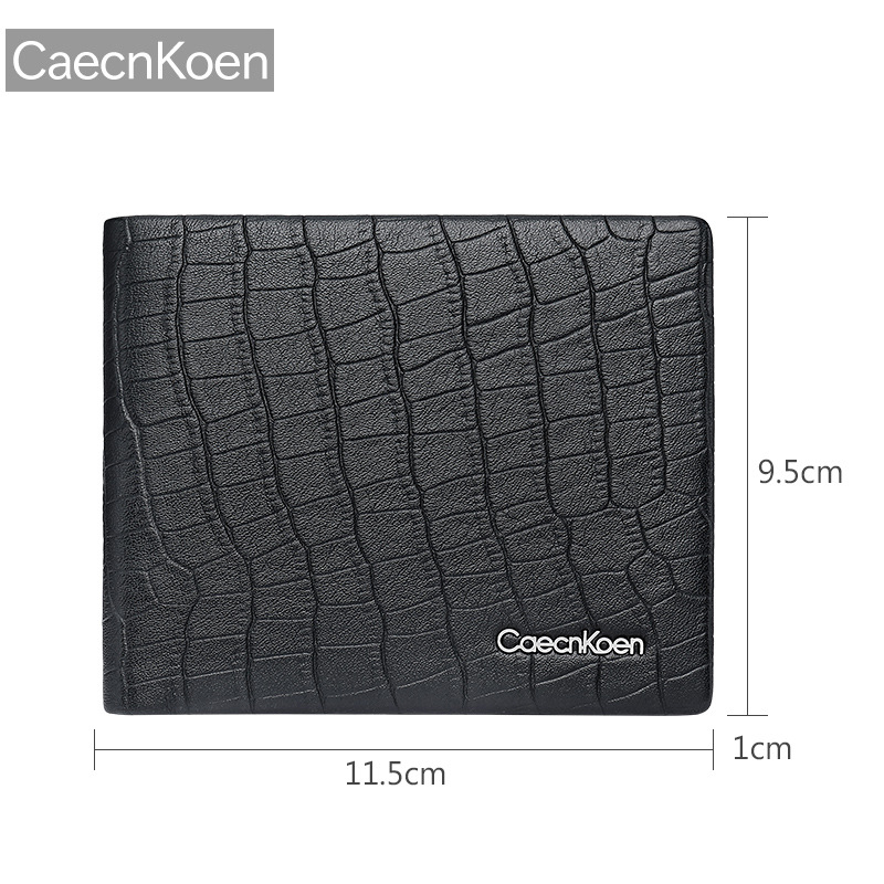 Muški bifold novčanik od teleće kože, gradska jednostavnost, jednofarbni uzorak, model QB2221-1, CaecnKoen