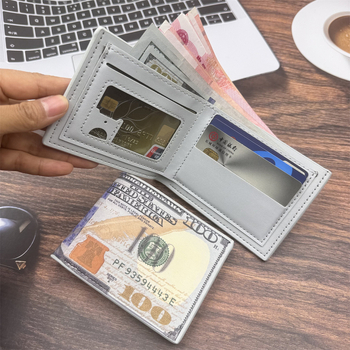 Bevis novčanik s motivom dolarskih novčića, reljefna PU koža, ultra lagan novčanik za kartice, poliester podstava, proljeće 2025