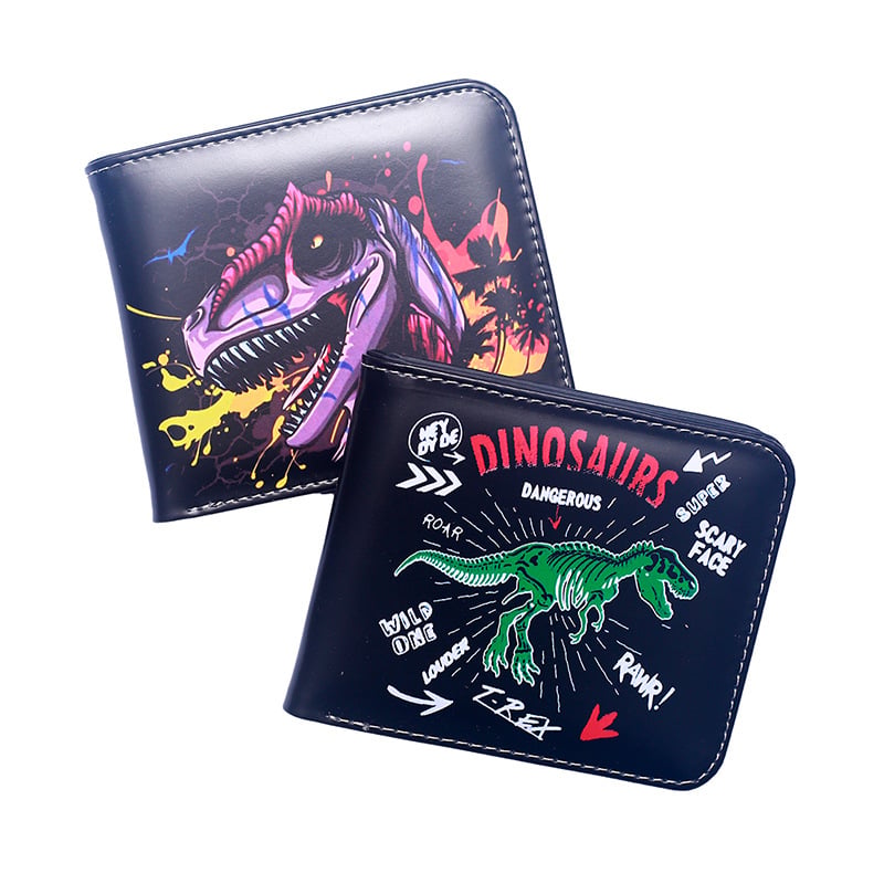 Unisex ultra-tanki kratki novčanik s printom dinosaura, PVC materijal, najlonska podstava, novčanik za kovanice za svakodnevnu upotrebu (Zima 2024)