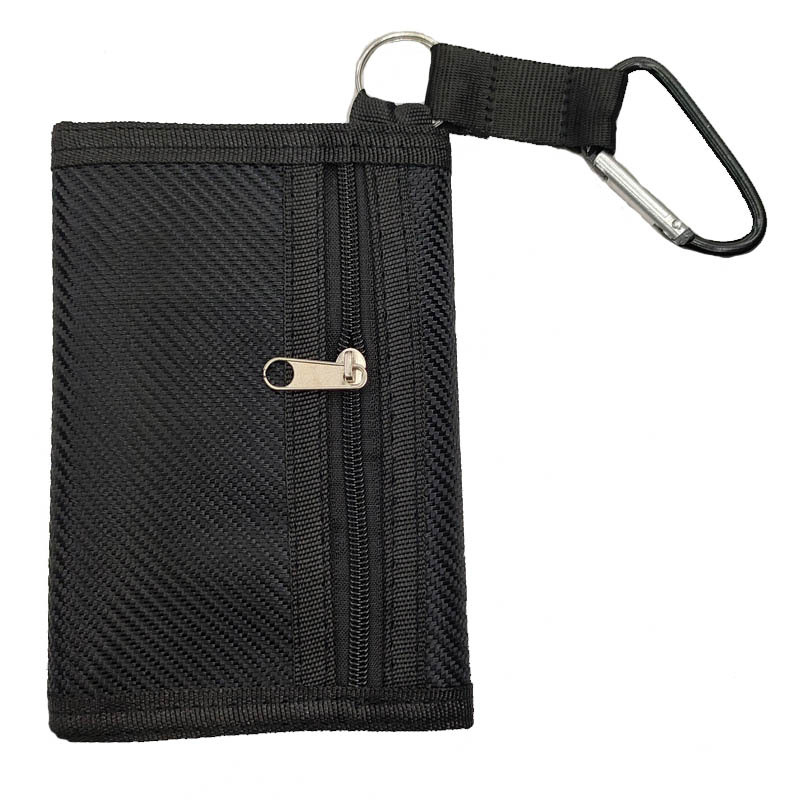 Muški novčanik s karabinerom, anti-theft, od Oxford platna, s džepom na zip, sklopni s mjestom za kartice