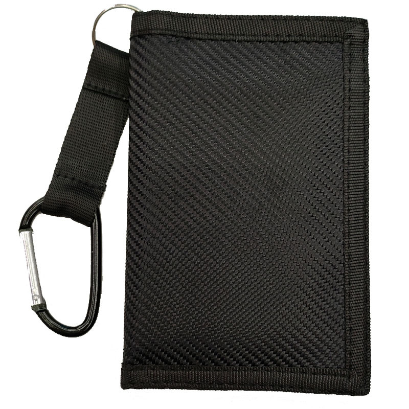 Muški novčanik s karabinerom, anti-theft, od Oxford platna, s džepom na zip, sklopni s mjestom za kartice