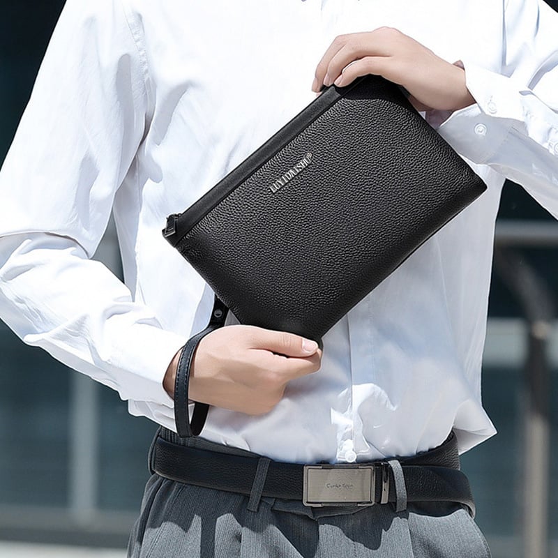 Muška clutch torbica od prve slojevite teleće kože, prava koža, poslovni stil elit