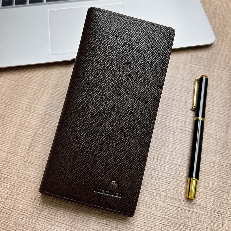 Ανδρικό μακρύ πορτοφόλι με πολλαπλά διαμερίσματα για κάρτες, PU δέρμα, πολύ λεπτό, μεγάλη χωρητικότητα, στυλ Business Elite, καθημερινή χρήση