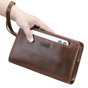 Black Angel muška kožna clutch torbica – poslovni elitni stil, koža prvog sloja, proširivanje i skladištenje, poliester podstava