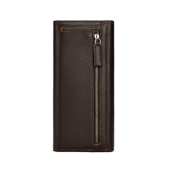 Tri-sklopni dugi novčanik od praveće kože, top-grain, velika kapaciteta, više pretinaca za kartice, unisex, retro stil Evropa-Amerika