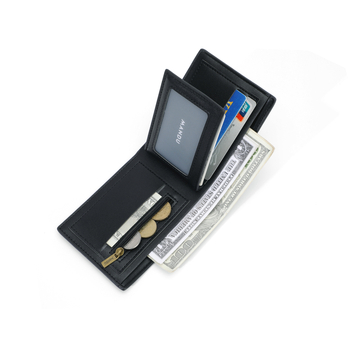 Portofel de bărbați, 2 pliuri, ultra-ușor, stil urban minimalist, protecție anti-furt
