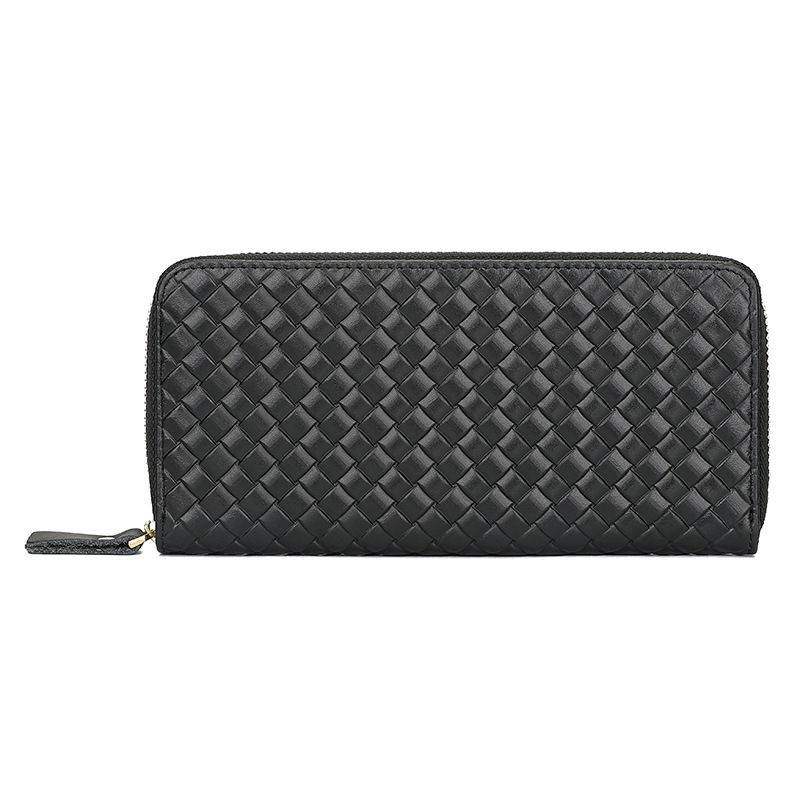 Kožna novčanik s tkanim reljefom, dugi clutch, višestruki pretinci za kartice i zaštita od krađe