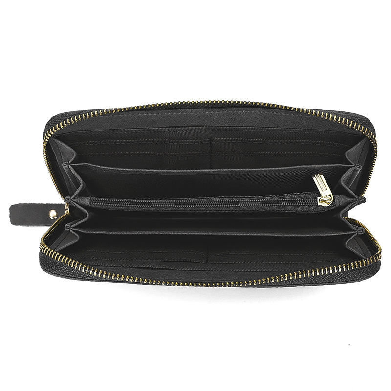Kožna novčanik s tkanim reljefom, dugi clutch, višestruki pretinci za kartice i zaštita od krađe