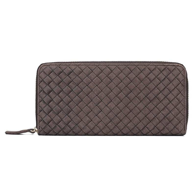 Kožna novčanik s tkanim reljefom, dugi clutch, višestruki pretinci za kartice i zaštita od krađe