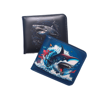 Bi-fold novčanik s motivom morskog psa, PVC materijal, podstava od platna, za svakodnevnu upotrebu