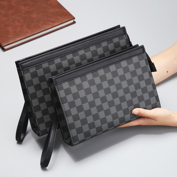 Muška klutch torba PVC – vodootporna, karirani uzorak, podstava od poliestera, Zi tong