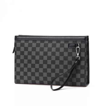Muška klutch torba PVC – vodootporna, karirani uzorak, podstava od poliestera, Zi tong