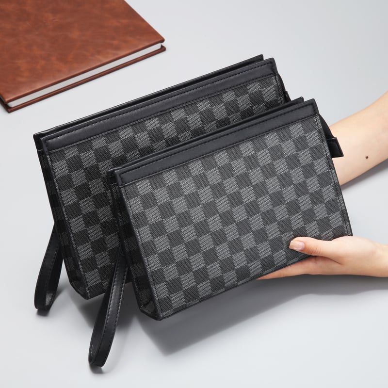 Muška klutch torba PVC – vodootporna, karirani uzorak, podstava od poliestera, Zi tong
