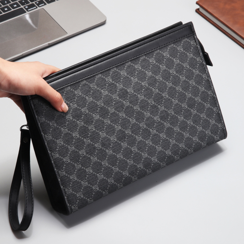 Muška klutch torba PVC – vodootporna, karirani uzorak, podstava od poliestera, Zi tong