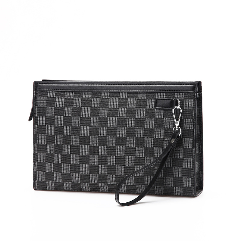 Muška klutch torba PVC – vodootporna, karirani uzorak, podstava od poliestera, Zi tong