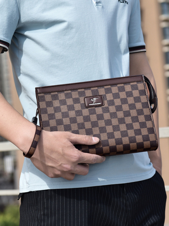 Vyrų clutch rankinė FENGBAODAISHU, verslo kelionė, PVC medžiaga, atsparus dilimui, languotas raštas