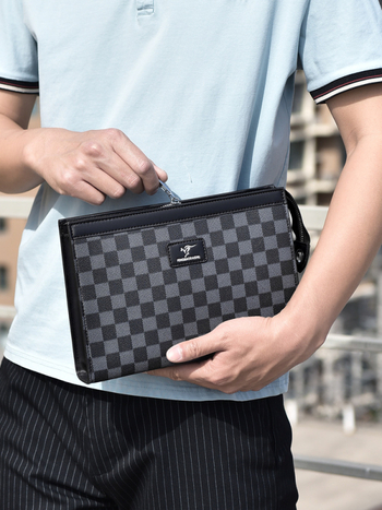 Vyrų clutch rankinė FENGBAODAISHU, verslo kelionė, PVC medžiaga, atsparus dilimui, languotas raštas