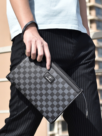Vyrų clutch rankinė FENGBAODAISHU, verslo kelionė, PVC medžiaga, atsparus dilimui, languotas raštas