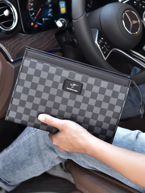 Vyrų clutch rankinė FENGBAODAISHU, verslo kelionė, PVC medžiaga, atsparus dilimui, languotas raštas