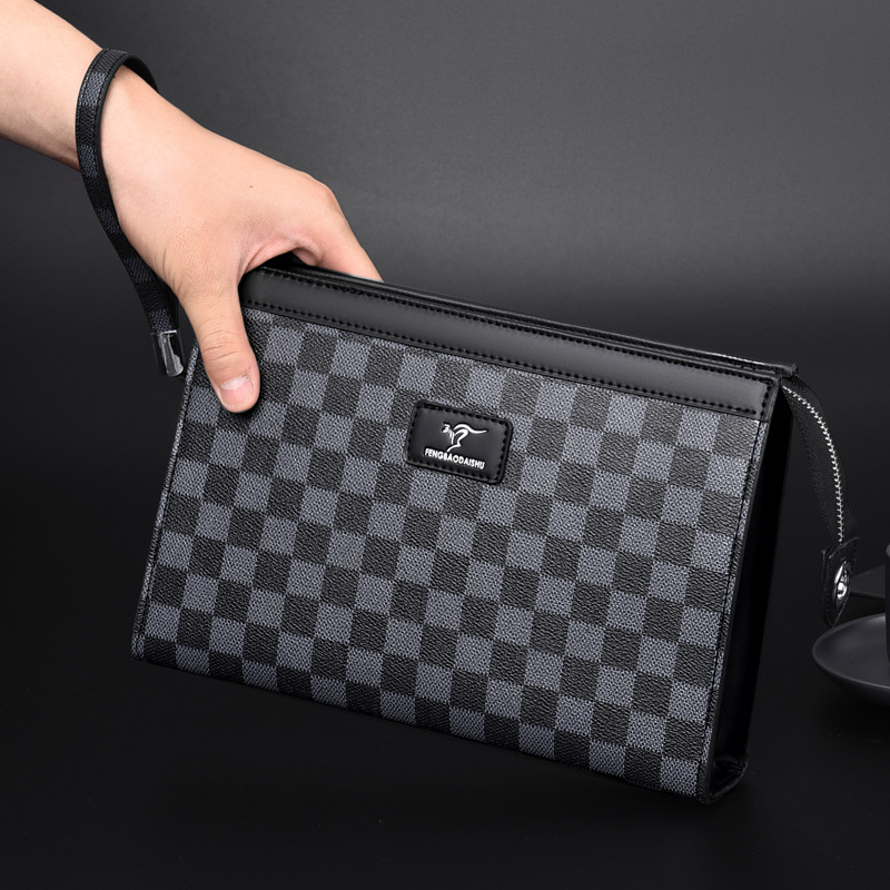 Vyrų clutch rankinė FENGBAODAISHU, verslo kelionė, PVC medžiaga, atsparus dilimui, languotas raštas